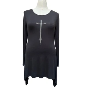 Killstar Repent Langarm Tunika mit asymmetrischem Saum Damen Gr. XL schwarz - Bild 1 von 4