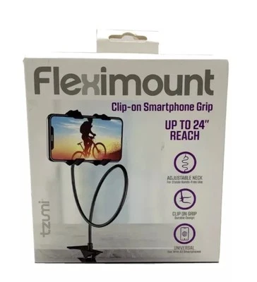 TZUMI Fleximount Clip-On Grip Cell Phone Holder Up to 24" Reach Adjustable New - Image 1 of 2