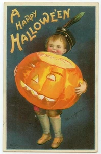 Hermosa silla de montar A Happy Halloween A/S - publicada el 31 de octubre de 1910 Pennsylvania - Imagen 1 de 2