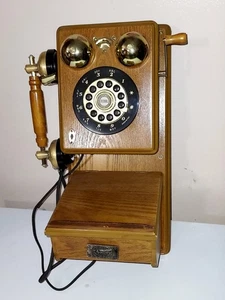 Vtg Country Store 1927 Spirit Of St. Louis Wooden Top Bell Wall Telephone ( 1998 - Picture 1 of 18