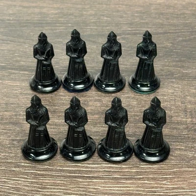 Set of 8 Kingsway Florentine 1947 Replica 11th Century Chess Pieces BLACK PAWNS - Image 1 of 4