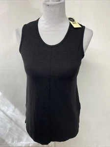 Max Studio Women’s XS Black Sleeveless Round Neck T-Shirt Tank Side Slits - Picture 1 of 12