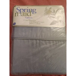 Springmaid Sateen king size pillowcase pair 100% cotton light blue New Old Stock - Picture 1 of 4