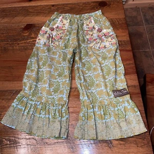 Matilda Jane Serendipity Wallflower Big Ruffles Size 6 EUC Green Blue Pants - Picture 1 of 5