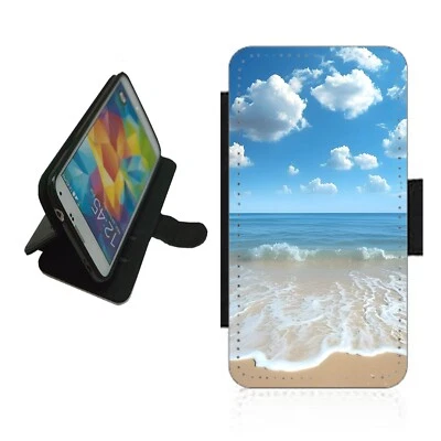 Beach Phone Case Wallet flip cover novelty sea water holiday picture BEA2 - Image 1 of 3