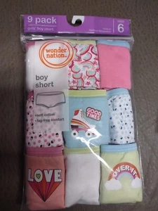Wonder nation 9 Pack Girls Size 6 Boy Shorts Panties - Picture 1 of 2