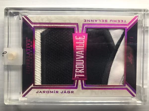 GAME USED WORN #/Logo FAT Jersey Pieces /8 Jaromir Jagr Teemu Selanne Leaf 2021 - Picture 1 of 3