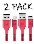 2 Pack, Braided USB-A -Type-C USB-C FAST Charge Cable Cord Charger Charging Sync