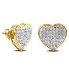 10k Yellow Gold 0.30ctw Diamond Cut Heart Dome Ladies Earrings