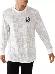 True Religion Men's Long Sleeve Cotton Tee T Shirt in White size XL NWT $74+ - Picture 1 of 4
