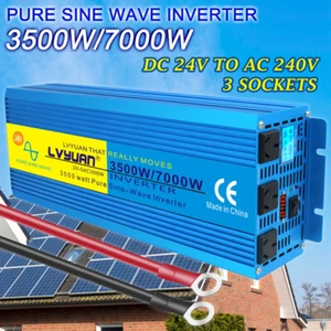 3500W 7000W Pure Sine Wave Power Inverter DC 24V to AC 240V Truck Boat Camping - Picture 1 of 5