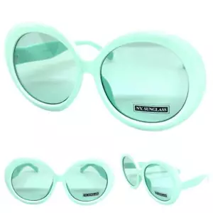 OVERSIZE EXAGGERATED RETRO SUNGLASSES X-Large Huge Round Pastel Green Frame Lens - Picture 1 of 6