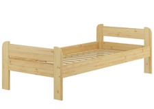 Robusto letto semplice 90x200 in Pino massello con doghe rigide curve 60.39-09FL