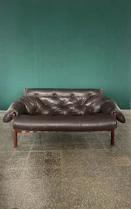 1970s Percival Lafer Style Two Seater Leather Sofa Senator by Ipoly Hungary - Picture 1 of 12