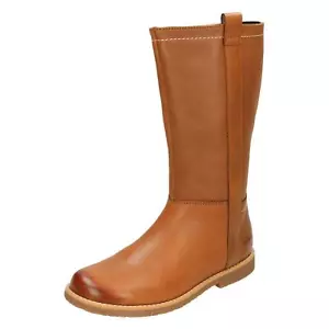NIB Girls Clarks Calf High Winter Boots Tildy Grace Zip Fastening Leather Upper - Picture 1 of 8