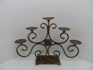 Large Bronze Metal Five (5) Place Candle Holder 25" L x 17" T x 4" W - Picture 1 of 3