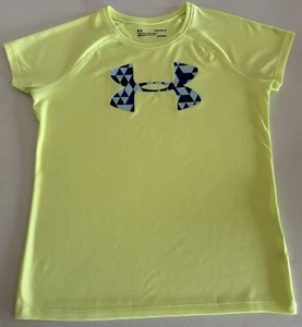 Under Armour Girls HeatGear Active Neon Logo T-Shirt Size Large YLG Loose - Picture 1 of 2