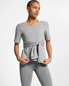 Nike Women's Studio Gray Yoga Workout Top Shirt Sweatshirt AR6367-091 Size Small - Picture 1 of 5