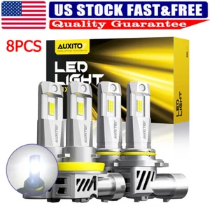 AUXITO CANBUS 48000LM White 9005+H11 H9 H8 LED Headlight Bulbs Low High Beam USA - Picture 1 of 16