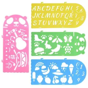 Drawing Stencil Set, 4pcs Plastic Painting Stencils Number Letter Drawing Sca... - Picture 1 of 7