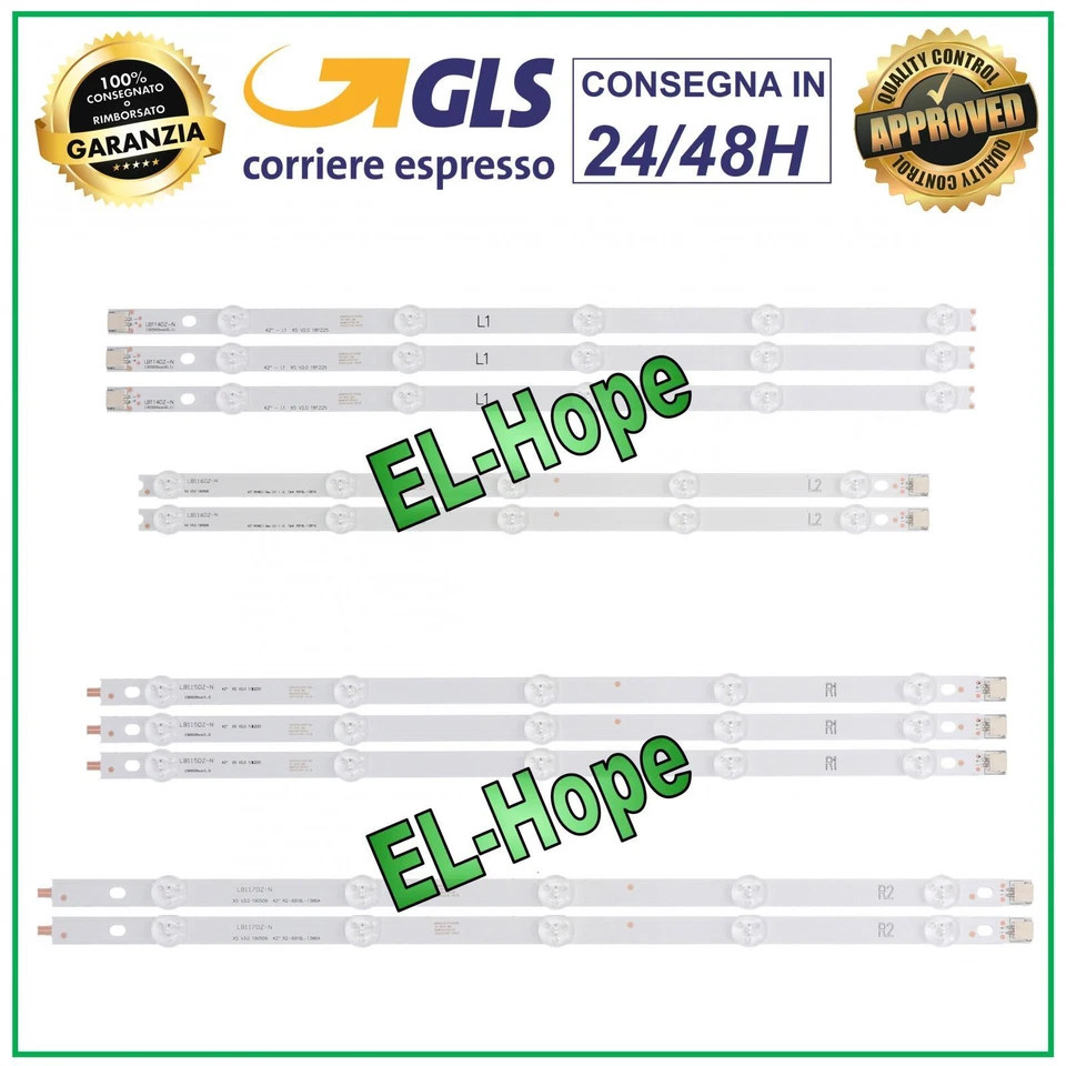 KIT 10 BARRE LED TV 42" LG 42LN549EZAA 42LN570VZ 42LN575 42LN577 42LN570 42LN613 - Immagine 1 di 1