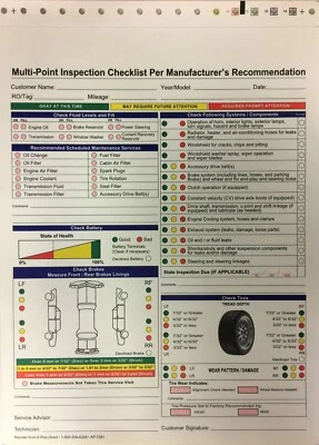 Multi-Point Inspection Forms 7291, 1,000 Qty. (W15) - Image 1 of 3