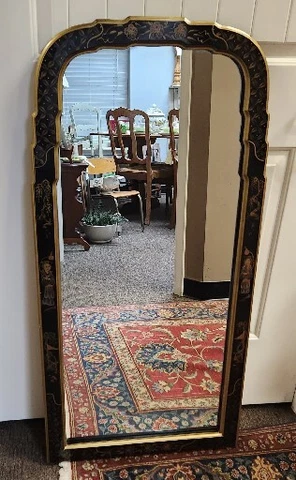 Chinoiserie Mirror Black Gold Lacquer Asian Free Shipping Cover