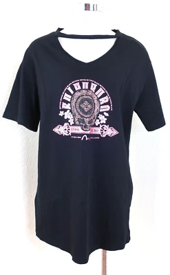 NUEVO CON ETIQUETAS EVISU KURO Camiseta Negra Rosa Swarovski Incrustada Púrpura Calavera M L 6 7 8 Foto 1 de 4