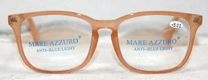 Mare Azzuro Peach Square Framed Reading Glasses +3.00 Strength NWT - Picture 1 of 5