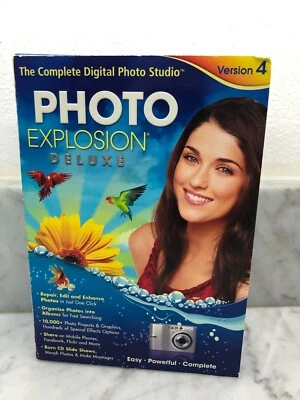 Photo Explosion DELUXE Version 4 WINDOWS XP Vista PLUS NEW Open Box COMPLETE - Image 1 of 4
