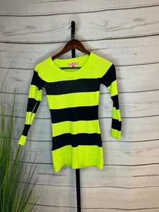 Cherry Stix Girls Green black striped with sequins shirt/dress size M w/scarf  - Picture 1 of 2