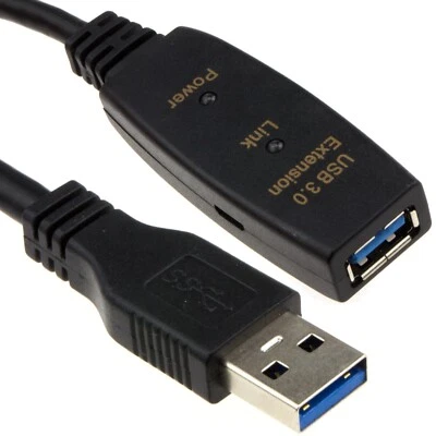 USB 3.0 SuperSpeed Active Repeater Extension Cable A Plug to A Socket Lead  5m - Image 1 of 4