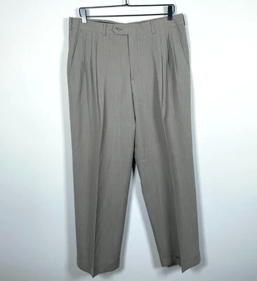 Pantalones plisados de lana Burberrys de colección para hombre 34 x 29 gris con puños cremallera de garra Foto 1 de 4