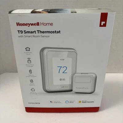 NEW Honeywell Home T9 Smart Thermostat with Smart Room Sensor White - Open Box - Image 1 of 4