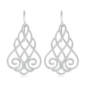 1/4 Carat Vintage Diamond Lattice Earrings in Sterling Silver - Picture 1 of 3