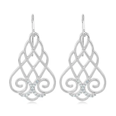 1/4 Carat Vintage Diamond Lattice Earrings in Sterling Silver - Image 1 of 3