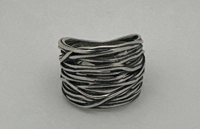 SHABLOOL DIDAE WIDE STERLING SILVER 925 TEXTURED RING SZ 6 MADE IN ISRAEL - Image 1 of 4