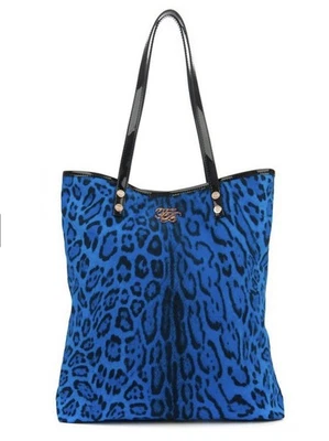 Ted Baker Blue Leopard Print Material with Patent Leather Handles Tote - Image 1 of 4