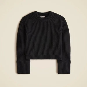 J.Crew Heritage cotton fisherman crewneck sweater XS Black NWT - Picture 1 of 7
