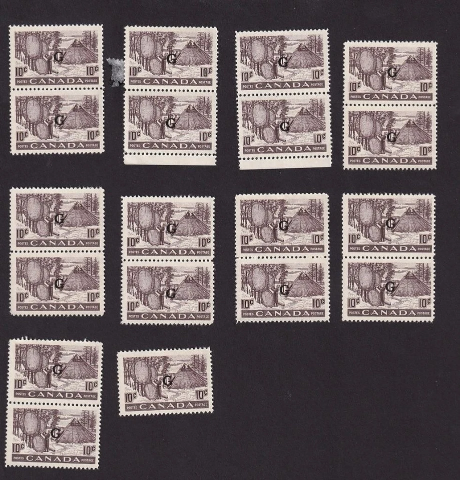 Canada Fur Resources 10¢ 'G' overprint, MNH Lot of 19, sc#O26 (Lot 1) - Image 1 of 1