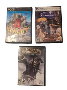 Lot Of 3 PC CD Video Games Pirates Of The Caribbean Sim City 4 Ratatouille CIB - Picture 1 of 10