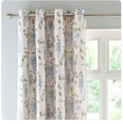 Wisteria Mauve Floral Eyelet Caravan Curtains 46 x 54” Fully Lined Window Drape - Image 1 of 4