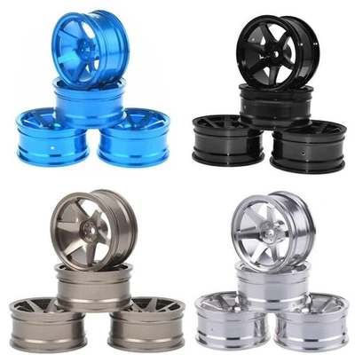 4Pcs Aluminum Wheels Hub Rims For 1/10 RC Car Tamiya TT-01 TT02 Sakura HSP HPI - Image 1 of 4