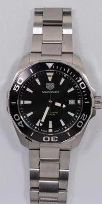 Reloj Tag Heuer Aquaracer Ref WAY111A Cuarzo 41mm Esfera Negra Acero Inoxidable Foto 1 de 4