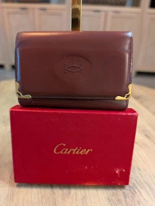 CARTIER Burgundy Must Leather 6x Key Case France Unisex with Box - Picture 1 of 12