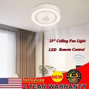 25" Modern Ceiling Fan with Dimmable Light Remote Control Flush Mount Lamp Light - Picture 1 of 17