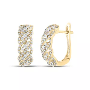 Pendientes de aro oblongos de diamantes redondos de oro amarillo de 10kt para mujer de 5/8 quilates - Imagen 1 de 1