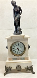 Antico Orologio Mentel Marmo e Bronzo Altezza 22” Pollici - Foto 1 di 24