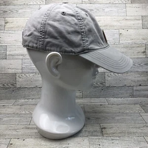 Carhartt Hat Cap Leather Logo Patch Distressed Adjustable Hook Loop Gray Cotton - Picture 1 of 6