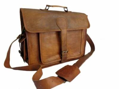 Винтажная кожаная сумка-мессенджер 18 дюймов портфель для ноутбука наплечные сумки - Изображение 1 из 4